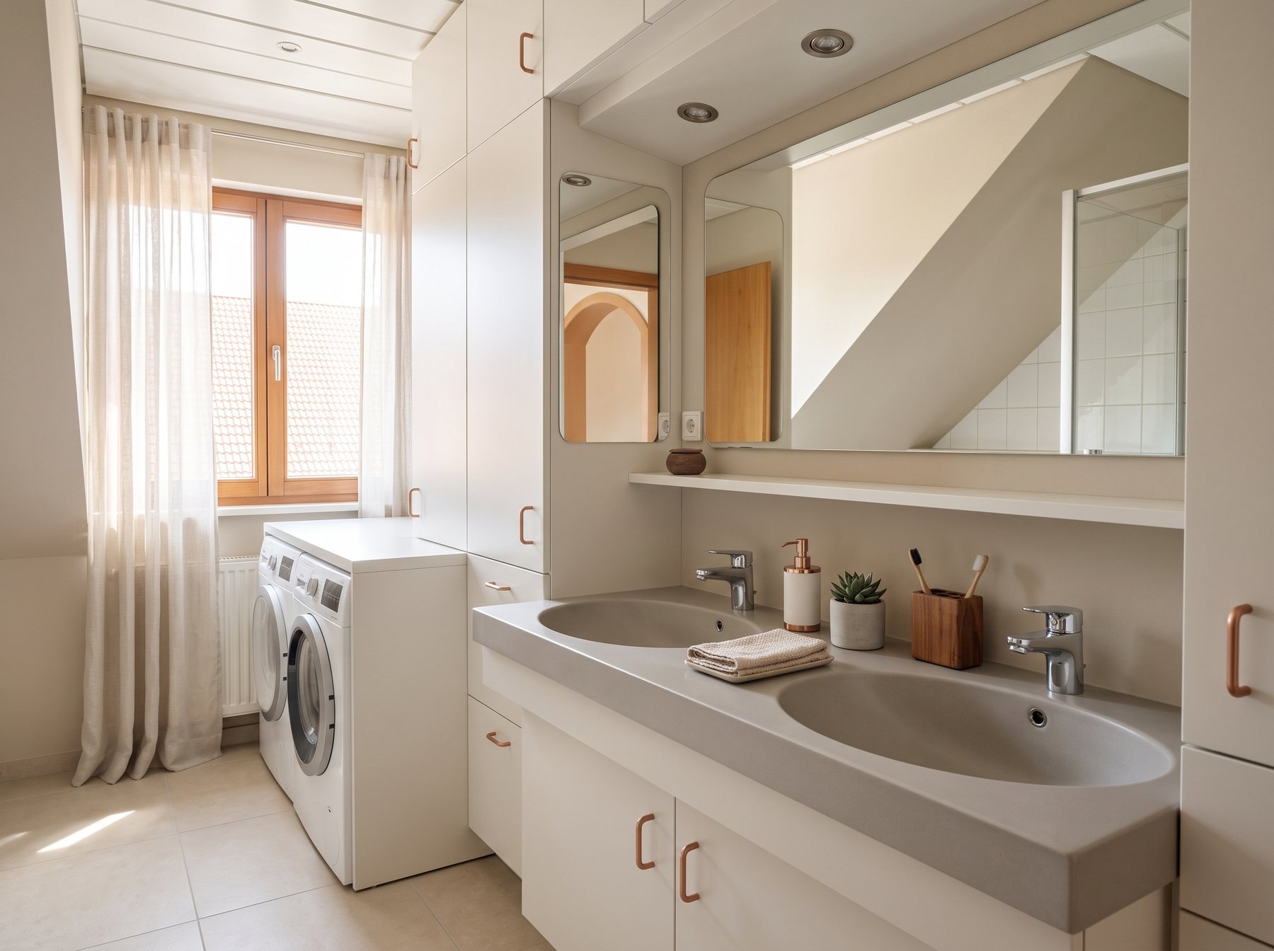 Badezimmer mit Doppelwaschbecken